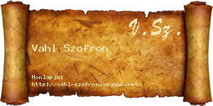 Vahl Szofron névjegykártya